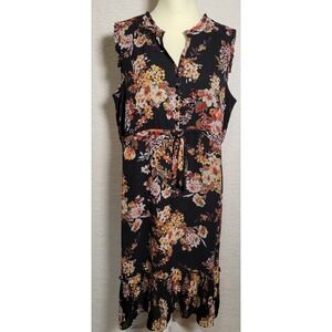 A New Day XXL 2XL Black Floral Sleeveless Dress Cottage Boho Women's Sheer 0696